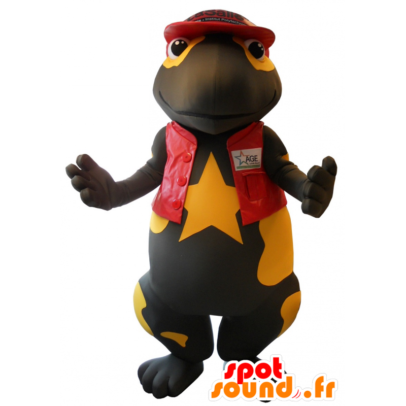 Mascot ganske svart og gul salamander kledd i rødt - MASFR20107 - Maskoter av havet Mascot ganske svart og gul salamander kledd i rødt - MASFR20107 - Maskoter av havet