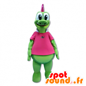 Green Dragon Mascot crested rosa - MASFR20108 - dragon maskot