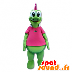 Green Dragon Mascot crested rosa - MASFR20108 - dragon maskot
