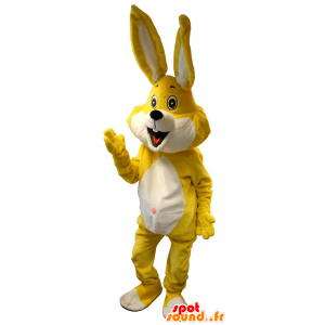 Weiß und gelb Kaninchen Maskottchen, Riesen - MASFR20115 - Hase Maskottchen