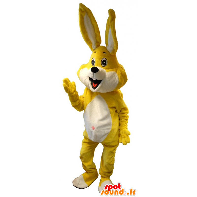 Weiß und gelb Kaninchen Maskottchen, Riesen - MASFR20115 - Hase Maskottchen Weiß und gelb Kaninchen Maskottchen, Riesen - MASFR20115 - Hase Maskottchen