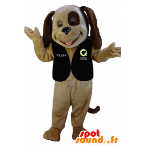 Hund maskot brun bicolor, veldig smilende - MASFR20121 - Dog Maskoter