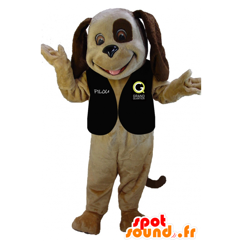 Psí maskot hnědý bicolor, velmi usměvavý - MASFR20121 - psí Maskoti Psí maskot hnědý bicolor, velmi usměvavý - MASFR20121 - psí Maskoti