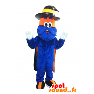 Modrý chlupatý muž maskot a oranžová - MASFR20122 - Neutajované Maskoti