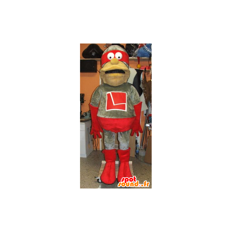 Gray and red superhero mascot - MASFR20123 - Superhero mascot Gray and red superhero mascot - MASFR20123 - Superhero mascot