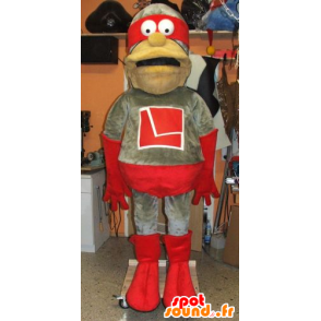γκρι και κόκκινο μασκότ υπερήρωα - MASFR20123 - superhero μασκότ