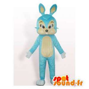 Blå og beige kaninmaskot. Bunny kostume - Spotsound maskot
