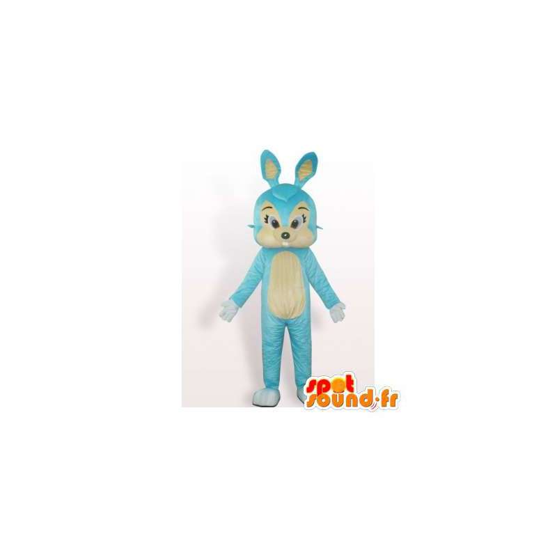 Mascotte de lapin bleu et beige. Costume de lapin - MASFR006394 - Mascotte de lapins