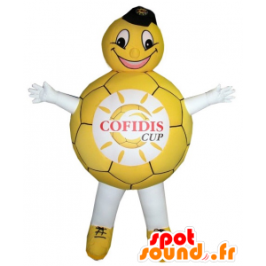 Gelbe und weiße Ball Maskottchen - MASFR20136 - Maskottchen von Objekten
