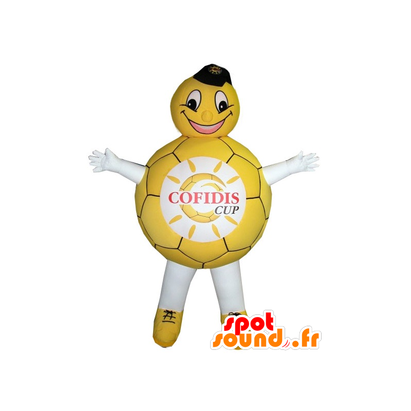 Žlutá a bílá balón maskot - MASFR20136 - Maskoti objekty Žlutá a bílá balón maskot - MASFR20136 - Maskoti objekty