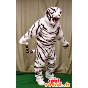 Hvid og sort tiger maskot - Spotsound maskot kostume