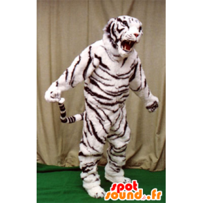 Hvid og sort tiger maskot - Spotsound maskot kostume