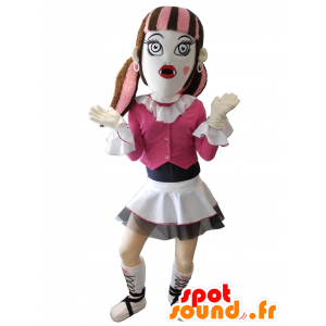 Gothic μασκότ κοπέλα ντυμένη στα ροζ - MASFR20148 - μασκότ παιδιών