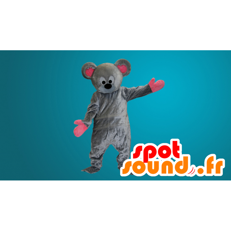 Harmaa ja vaaleanpunainen hiiri maskotti - MASFR20149 - hiiri Mascot Harmaa ja vaaleanpunainen hiiri maskotti - MASFR20149 - hiiri Mascot