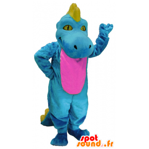 Mascot blå dinosaur, rosa og gul - MASFR20151 - Dinosaur Mascot