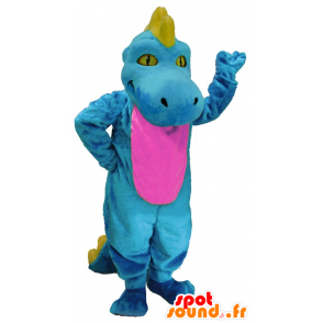 Mascot blå dinosaur, rosa og gul - MASFR20151 - Dinosaur Mascot