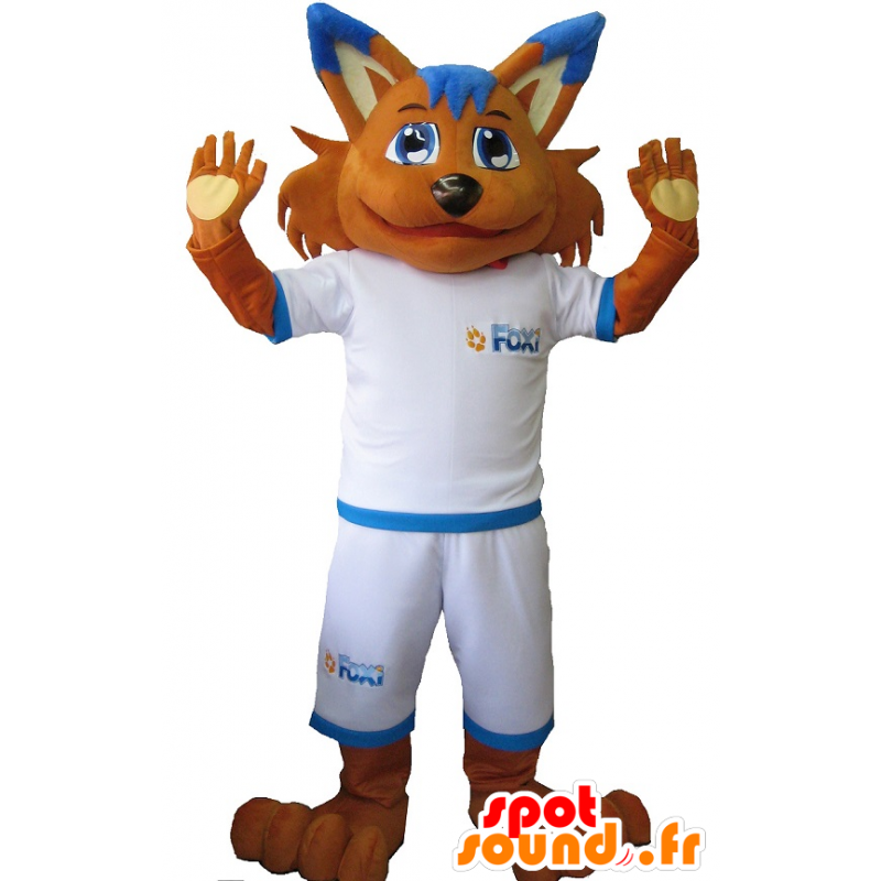 Orange ræv maskot i sportstøj - Spotsound maskot kostume Orange ræv maskot i sportstøj - Spotsound maskot kostume