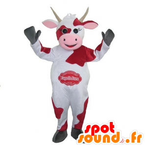 Vaca mascota de blanco, rojo y rosa - MASFR20154 - Vaca de la mascota