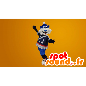 Sininen ja valkoinen nalle maskotti - MASFR20157 - Bear Mascot