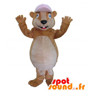 Maskotti ruskea Groundhog korkilla - MASFR20159 - Animaux de la forêt