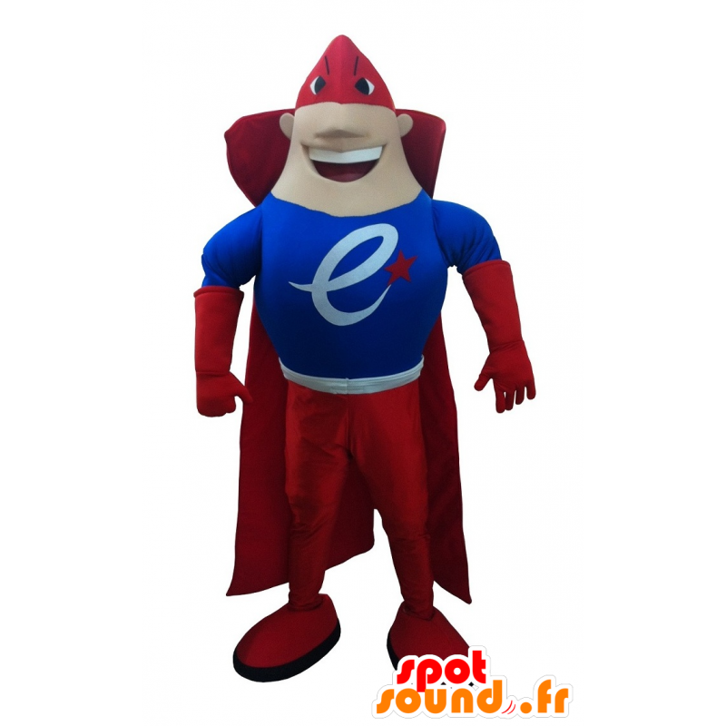Superhelt maskot kledd i rødt og blått - MASFR20160 - superhelt maskot Superhelt maskot kledd i rødt og blått - MASFR20160 - superhelt maskot