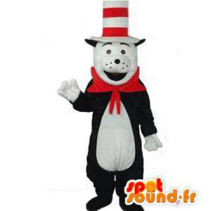 Mascotte zwarte beer en wit pak. Panda Suit - MASFR006399 - Bear Mascot