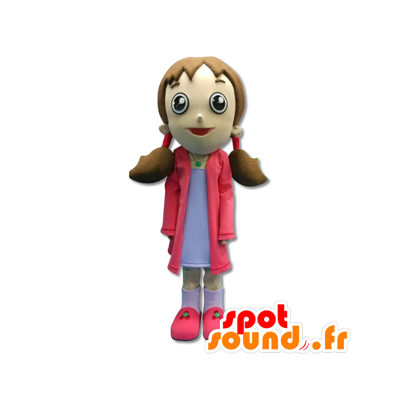 Mascotte ragazza con piumini - MASFR20164 - Bambino mascotte Mascotte ragazza con piumini - MASFR20164 - Bambino mascotte