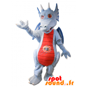 Harmaa lohikäärme maskotti, punainen ja sininen - MASFR20166 - Dragon Mascot