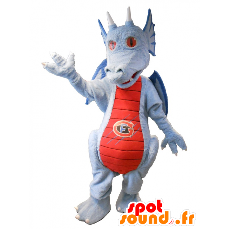 Harmaa lohikäärme maskotti, punainen ja sininen - MASFR20166 - Dragon Mascot Harmaa lohikäärme maskotti, punainen ja sininen - MASFR20166 - Dragon Mascot