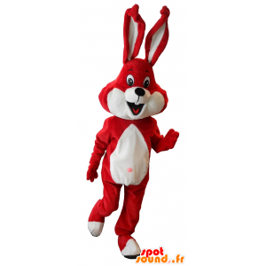 Rote und weiße Kaninchen Maskottchen - MASFR20185 - Hase Maskottchen