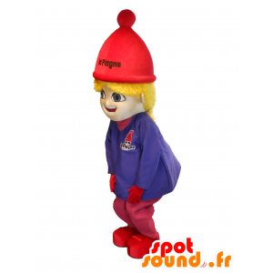 Mascotte de petite fille blonde en tenue de ski - MASFR20187 - Mascottes Enfant