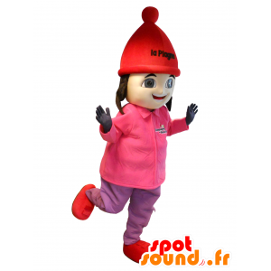 καστανό κορίτσι Mascot στολή σκι - MASFR20188 - μασκότ παιδιών