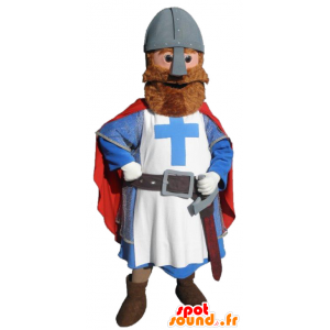 Rycerz maskotka ubrana w czerwony, biały i niebieski - MASFR20197 - maskotki Knights