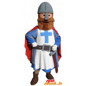 Rycerz maskotka ubrana w czerwony, biały i niebieski - MASFR20197 - maskotki Knights