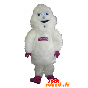 Maskotti Yeti suuria valkoisia ja vaaleanpunaisia, karvainen - MASFR20204 - Mascottes animaux disparus