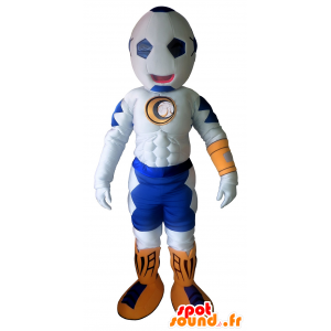 Hvite og blå maskot, med et kuleformet hode - MASFR20207 - Ikke-klassifiserte Mascots
