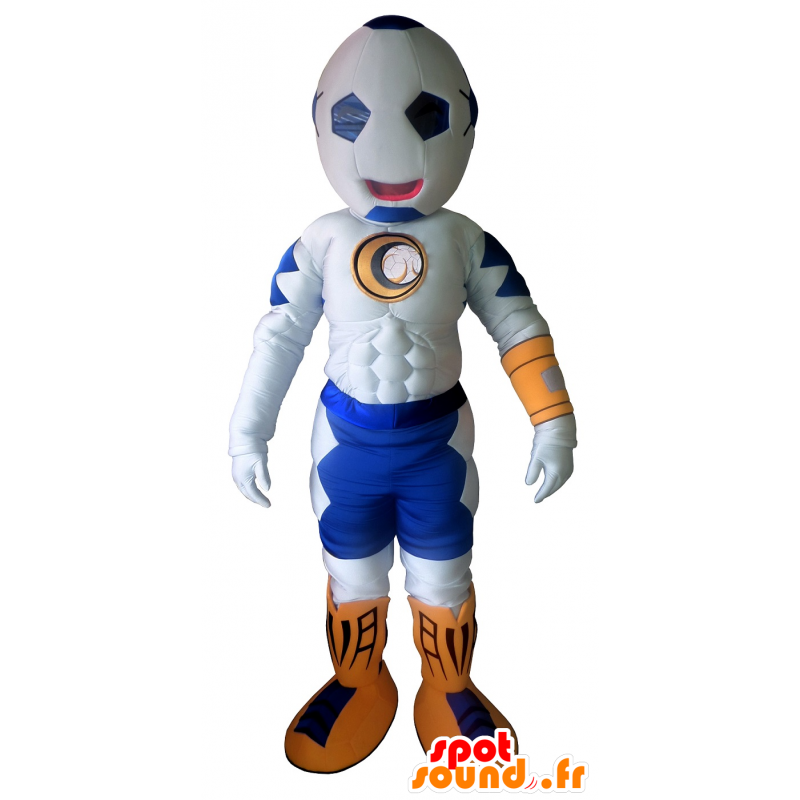 Mascote branco e azul, com uma cabeça em forma de bola - MASFR20207 - Mascotes não classificados Mascote branco e azul, com uma cabeça em forma de bola - MASFR20207 - Mascotes não classificados
