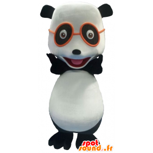Maskotti musta ja valkoinen panda, lasit - MASFR20211 - maskotti pandoja