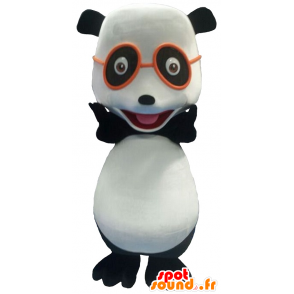 Maskotti musta ja valkoinen panda, lasit - MASFR20211 - maskotti pandoja
