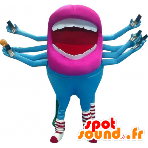Mascot blauw en roze mond van uitheemse - MASFR20212 - mascottes monsters