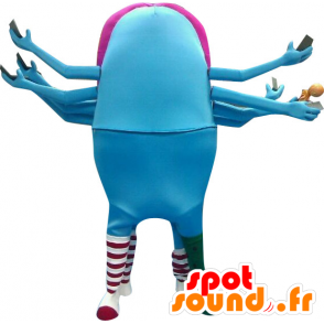 Mascot blauw en roze mond van uitheemse - MASFR20212 - mascottes monsters