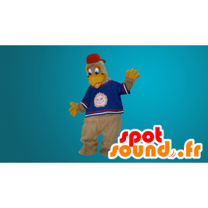 Kæmpe grå hønsmaskot, klædt som en ung - Spotsound maskot