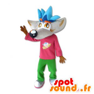 Jätte vargmaskot, med ett stort huvud - Spotsound maskot