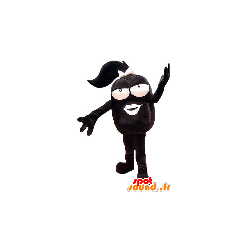 Maskot stort hoved af en kvinde, sort - Spotsound maskot kostume