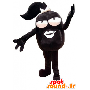 Maskot stort hoved af en kvinde, sort - Spotsound maskot kostume