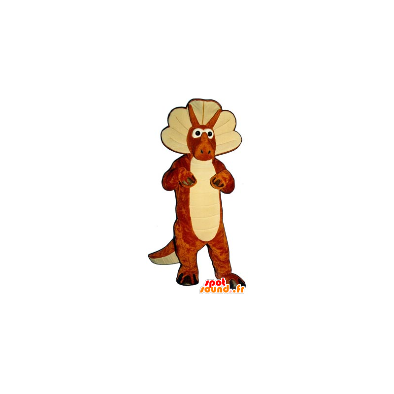 Orange und weiß Dinosaurier Maskottchen - MASFR20225 - Maskottchen-Dinosaurier Orange und weiß Dinosaurier Maskottchen - MASFR20225 - Maskottchen-Dinosaurier