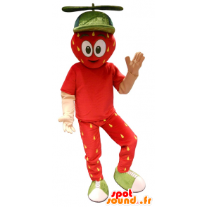Rød og gul kæmpe jordbærmaskot - Spotsound maskot kostume
