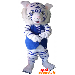 Maskot bílý a modrý tygr - MASFR20232 - Tiger Maskoti