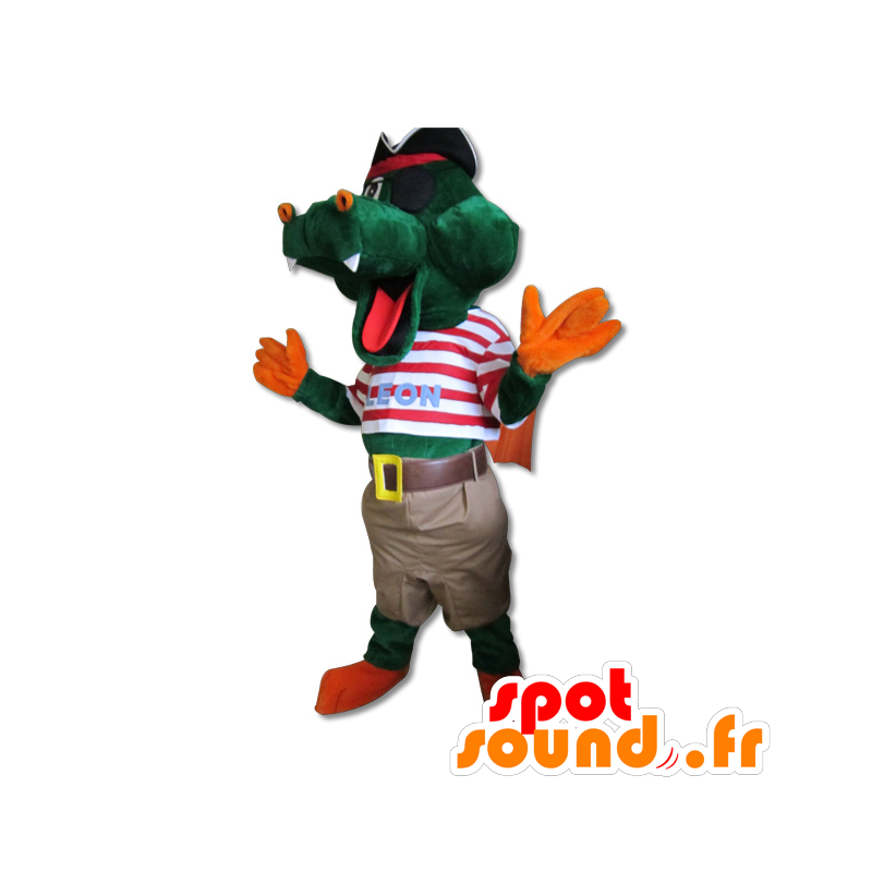 Mascotte mooi gekleed in piraatkostuum krokodil - MASFR20236 - mascottes Pirates Mascotte mooi gekleed in piraatkostuum krokodil - MASFR20236 - mascottes Pirates