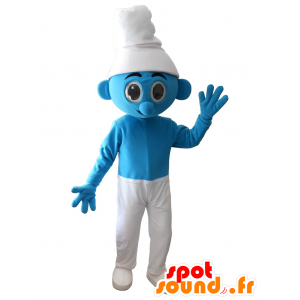 Blaue und weiße Smurf Maskottchen - MASFR20239 - Maskottchen der Schlumpf